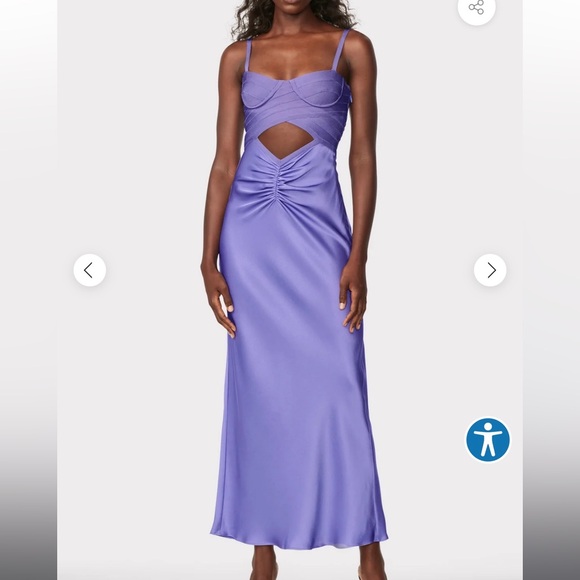 HERVÉ LÉGER X LAW ROACH Bandage-paneled draped satin midi dress - 4/Small - Picture 5 of 9